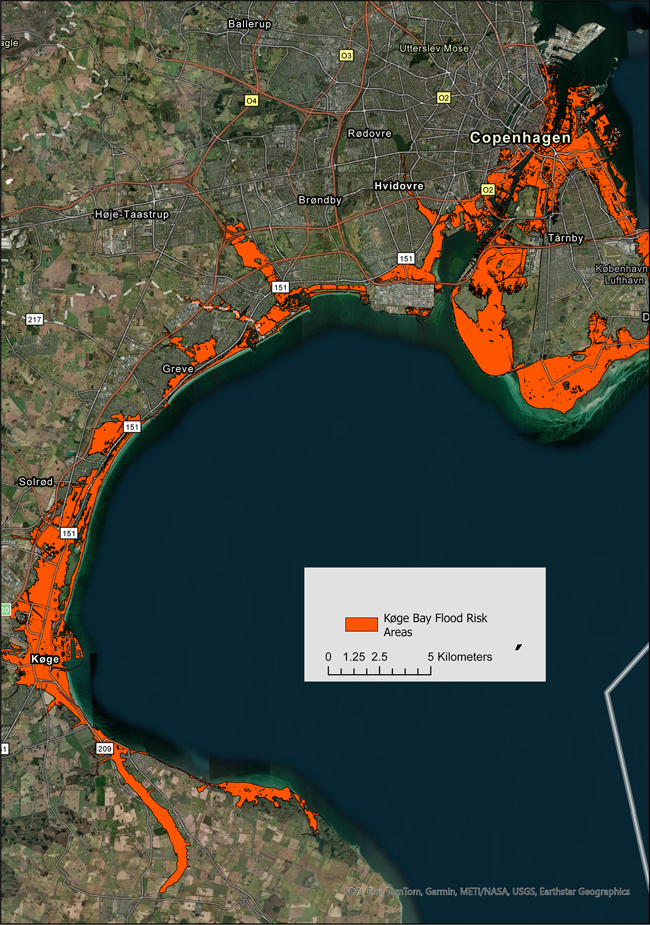 Køge Bay case study areas map
